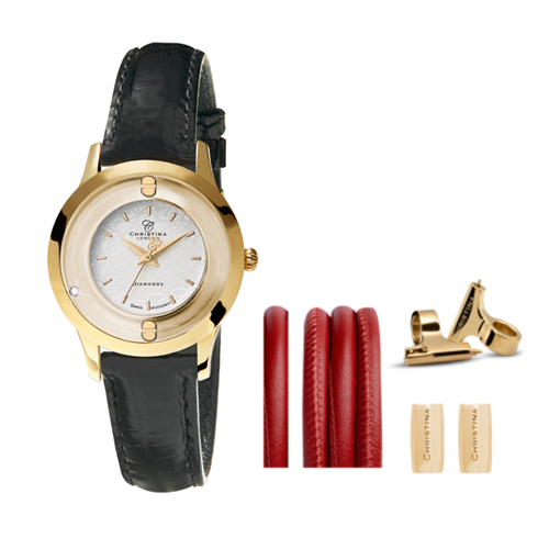 Collect ur 334GWBL + Rød Watch Cord set - Christina Jewelry & Watches